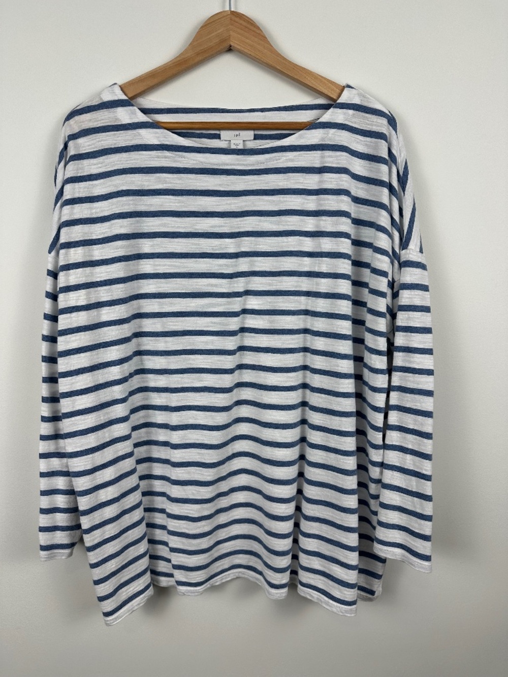 J.Jill Blue White Breton Stripe Cotton Nautical Top XL
